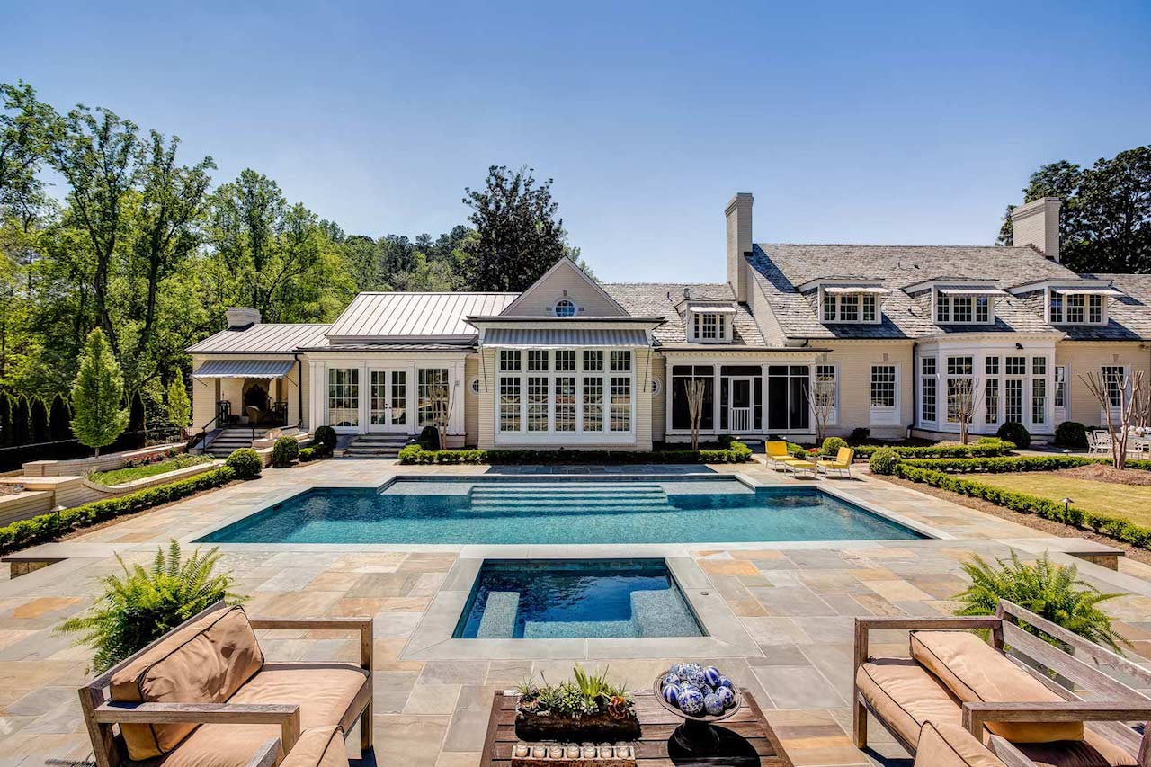 virginia tidewater landscaping and rear view of the house