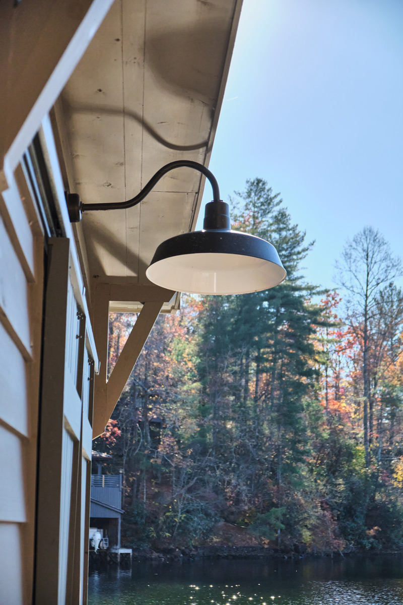 lake burton boathouse barn light detail