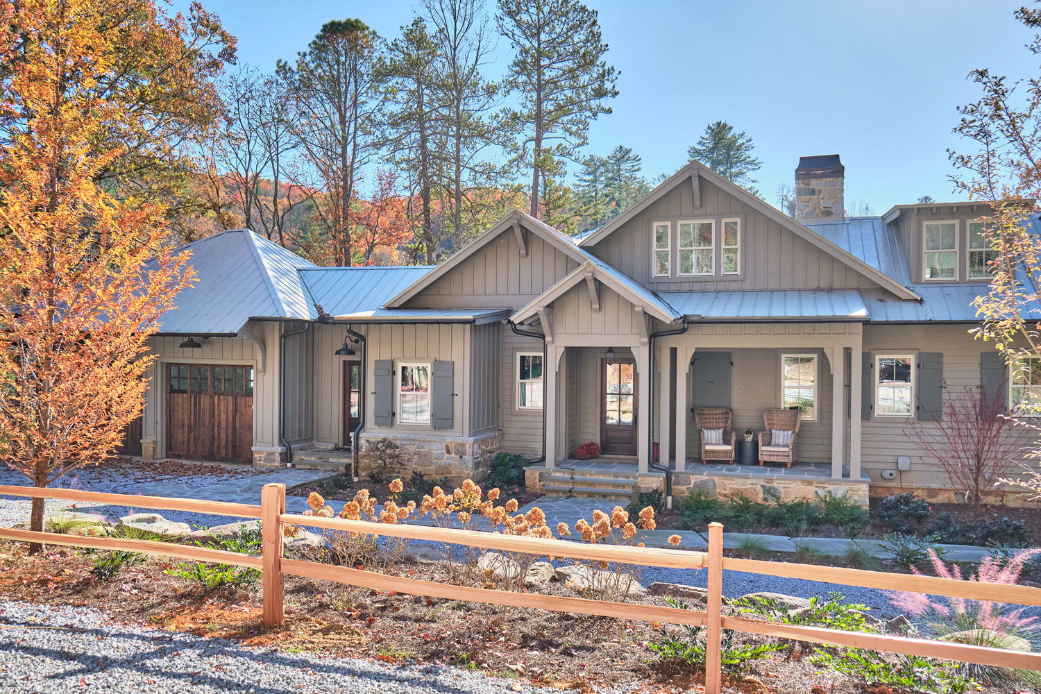 a wide view of the lake house