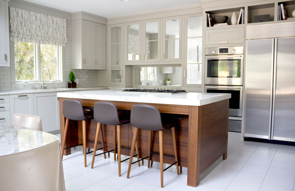 sandy springs contemporary kitchen with renovated island and cabinets
